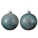 STEKLENA BUNKA MODRA S SREBRNIM DEKORJEM FI 80 MM