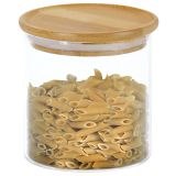 POSODA ZA SHRANJEVANJE KESPER STEKLENA Z BAMBUS POKROVOM, 10 X 10 CM