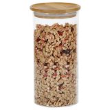 POSODA ZA SHRANJEVANJE KESPER STEKLENA Z BAMBUS POKROVOM, 10 X 20 CM