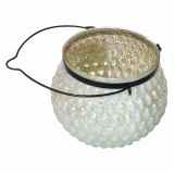 NOVOLETNI SVEČNIK GLOSSTYLE STEKLENA LANTERNA BELA 11*9CM