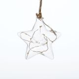 LUČKE MQ STEKLENA ZVEZDA 10X4 CM VISEČA 8 LED MINI T.BELE