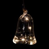 LUČKE MQ STEKLENI ZVONEC 8X12 CM VISEČI 8 LED MINI T.BELE
