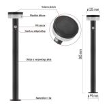 STOJEČA VRTNA SVETILKA EMOS TERION S PIR SENZORJEM 12.5 X 12.5 X 80 CM