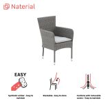 STOL IZ UMETNEGA RATANA NATERIAL DRIOS ALU TEMNO SIV