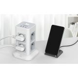STOLPNA RAZDELILNA VTIČNICA Z 8X AC TESSAN TPS03-DE-C 2X USB-A IN 1X USB-C ' ZAŠČITA PRED PRENAPETOSTJO, KABEL 2 M