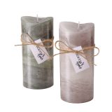 SVEČA BOLTZE BEŽ/ZELENA, VIŠINA 15 CM FI 7 CM, SORT