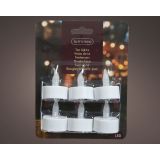 SVEČA BREZ PLAMENA LUMINEO ČAJNA, Z BATERIJO, BELA, 6/1