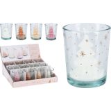 SVEČA V KOZARCU EH BOŽINI MOTIVI SORTIRANO 65 MM