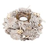 NAMIZNA DEKORACIJA GLOSSTYLE SVEČNIK FI 19 CM BELI S STEKLENIM KOZARČKOM