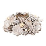 NAMIZNA DEKORACIJA GLOSSTYLE SVEČNIK FI 19 CM BELI S STEKLENIM KOZARČKOM