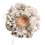 NAMIZNA DEKORACIJA GLOSSTYLE SVEČNIK FI 19 CM BELI S STEKLENIM KOZARČKOM