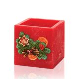 SVEČNIK MULLER LAMPION 110X105 MM RDEČE BARVE NOVOLETNI MOTIV