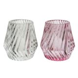 SVEČNIK STEKLEN 8X9 CM SORTIRANO