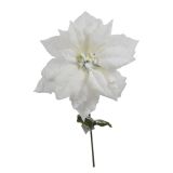 UMETNO CVETJE BOŽIČNA ZVEZDA ENOJNA 64CM ZASNEŽENA, BELA