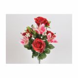 SVILENO CVETJE DAR VRTNICA IN LILIJA ŠOPEK X 10 RDEČ Z MAJHNIMI CVETKI