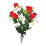 SVILENO CVETJE DAR VRTNICA ŠOPEK X 10 RDEČ Z BELIMI CVETOVI,ZELENJEM