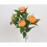 SVILENO CVETJE KRIZANTEMA ŠOPEK X 10 RUMENO ORANŽEN Z ZELENJEM