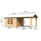 LESENA VRTNA HIŠKA KARIBU TASTRUP 7 S TERASO 300X250X300+320 LES 28MM