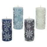 TOP SVEČA DECORIS S SNEŽINKAMI, FI 7 CM VIŠINA 15 CM, SORT