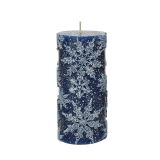 TOP SVEČA DECORIS S SNEŽINKAMI, FI 7 CM VIŠINA 15 CM, SORT