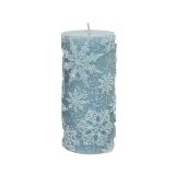 TOP SVEČA DECORIS S SNEŽINKAMI, FI 7 CM VIŠINA 15 CM, SORT