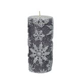 TOP SVEČA DECORIS S SNEŽINKAMI, FI 7 CM VIŠINA 15 CM, SORT