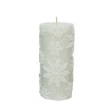 TOP SVEČA DECORIS S SNEŽINKAMI, FI 7 CM VIŠINA 15 CM, SORT