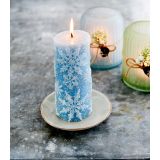 TOP SVEČA DECORIS S SNEŽINKAMI, FI 7 CM VIŠINA 15 CM, SORT