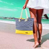 TORBA ZA NA PLAŽO SVILANIT TORBA PLAŽNA STRIPES MODRO-BELA Z RUMENO