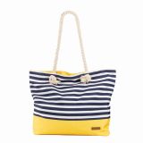 TORBA ZA NA PLAŽO SVILANIT TORBA PLAŽNA STRIPES MODRO-BELA Z RUMENO