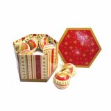 BUNKA IZ UMETNE MASE GLOSSTYLE V ŠKATLI 14 KOS 75 MM 7 POSUTIH RDEČE /ZLATE