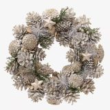 VENČEK DECORIS VRATNI FI 33 CM STORŽI, BEL Z BLEŠČICAMI