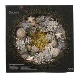 VENČEK DECORIS VRATNI FI 33 CM STORŽI, BEL Z BLEŠČICAMI