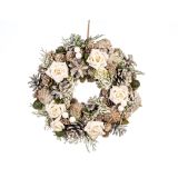 VRATNI VENEC Z BELIMI ROŽAMI 25 CM