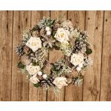 VRATNI VENEC Z BELIMI ROŽAMI 25 CM