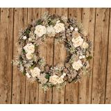 VRATNI VENEC Z BELIMI ROŽAMI 33 CM