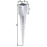 VEZNI ELEMENT ALBERTS KVADRATNI NOSILEC 91X91/750MM VROČI CINK