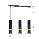 VISEČA SVETILKA MILAGRO VIDAR ČRNA/ZLATA 3XGU10 MLP6280