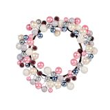 VRATNA DEKORACIJA GLOSSTYLE ROZA-SIVI VENEC S PERLAMI PREMERA 18 CM