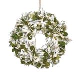 VRATNA DEKORACIJA GLOSSTYLE VRATNI VENEC BELI NARAVNI 24X24X8 CM