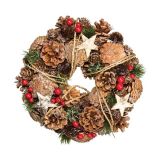 VRATNA DEKORACIJA GLOSSTYLE VRATNI VENEC RDEČ NARAVNI 26X26X7.5 CM