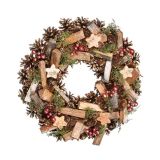 VRATNA DEKORACIJA GLOSSTYLE VRATNI VENEC RDEČE-ZLATI NARAVNI 34X34X8 CM