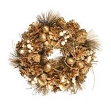 VRATNA DEKORACIJA GLOSSTYLE VRATNI VENEC ZLATI NARAVNI 26X26X7.5 CM