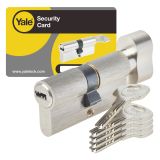 CILINDRIČNI VLOŽEK YALE SERIJA 1000 PLUS FP2, CILINDER Z GUMBOM 30X40G MM, S 5 KLJUČEV IN LASTNIŠKO KARTICO,  EN 1303:2005.
