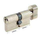 CILINDRIČNI VLOŽEK YALE SERIJA 500 PLUS FP2, CILINDER Z GUMBOM 30X35G MM, S 3 KLJUČI, SATIN NIKELJ, V SKLADU Z EN 1303:2005.