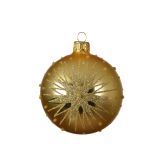 STEKLENA BUNKA ZLATA S SNEŽINKO, FI 80 MM