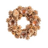 NAMIZNA DEKORACIJA GLOSSTYLE ZLATI ADVENTNI VENEC S 4 KOZARČKI PREMERA 32 CM