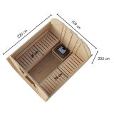 ZUNANJA SAVNA KARIBU 38 MM SODNA QUADRO 2+ 9KW BIO-KOMBINIRANI GRELEC