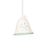 OKRASEK ZA JELKO GLOSSTYLE ZVONEC KERAMIČNI 5 CM BEŽ Z ZELENIM DEKORJEM