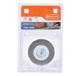 KROŽNA ŽIČNA ŠČETKA TACTIX 60MM FE 0.30MM OS 6MM